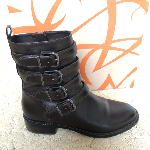 Mia Spigal Brown Leather Boots with Buckles - Picture 2 of 3